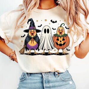 Pumpkin Chicken Fall Retro Halloween Shirt, Graphic Halloween Thanksgiving Tee